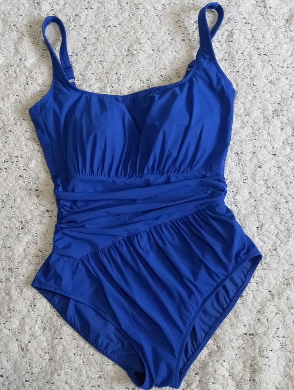 Gottex Royal Blue One-Piece Swimsuit Ruffle And Adjustable Strap Size 12 NWOT